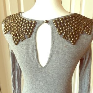 Topshop stud shoulder gold metallic sweater